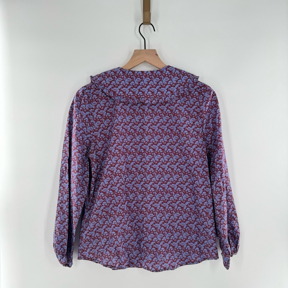 New! J. Crew Ruffle-collar Button-up Shirt in Liberty Toutouayette Fabric Size 2 - Picture 3 of 11